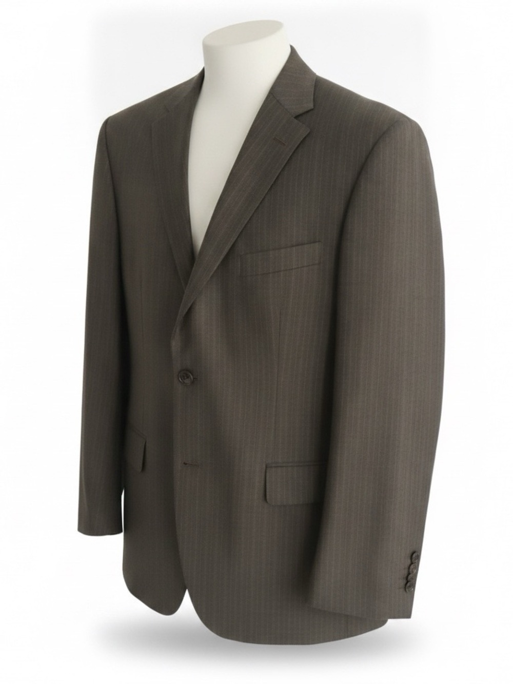 Classic Men's Brown Pinstripe Suit Jacket 44R/38